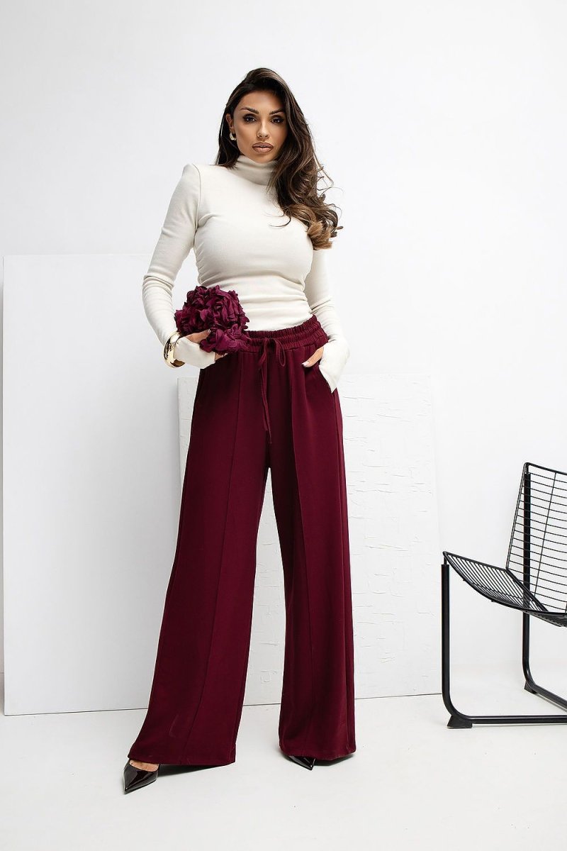 Brown Palazzo Sweatpants with Tie Waist - 