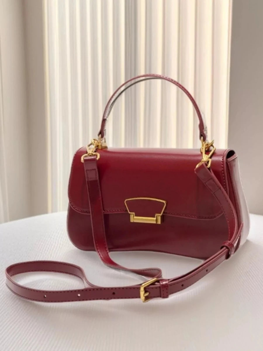 Brown PU Leather Small Crossbody Bag - 