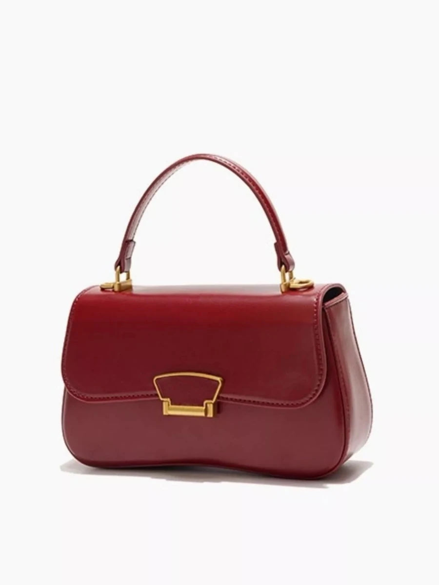Brown PU Leather Small Crossbody Bag - 