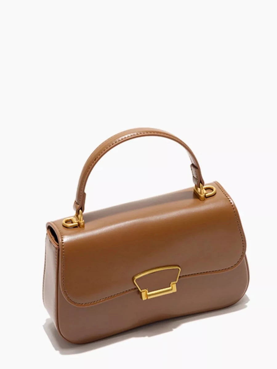 Brown PU Leather Small Crossbody Bag - 