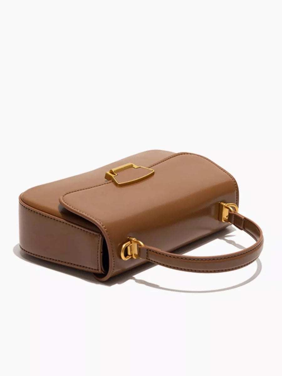 Brown PU Leather Small Crossbody Bag - 
