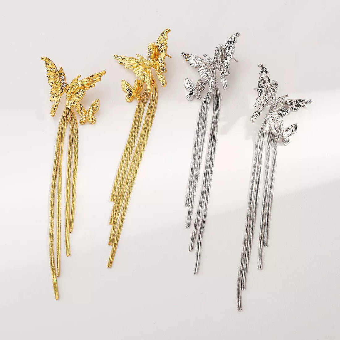 Butterfly Fringe Dangle Earrings - 