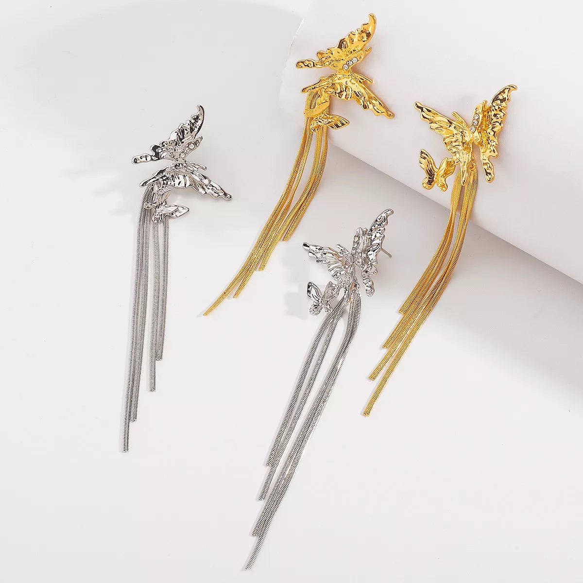 Butterfly Fringe Dangle Earrings - 