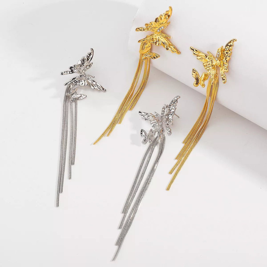 Butterfly Fringe Dangle Earrings - 