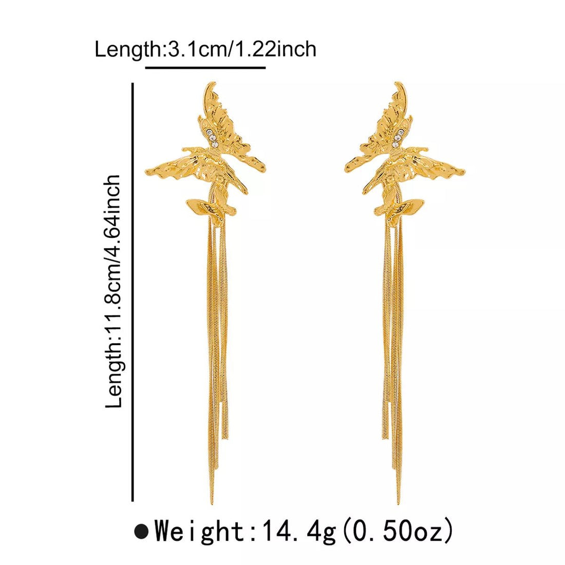 Butterfly Fringe Dangle Earrings - 
