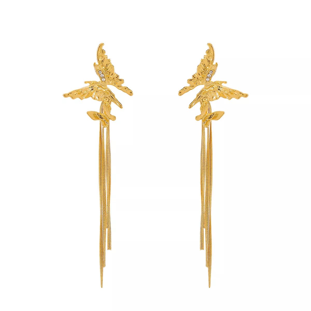 Butterfly Fringe Dangle Earrings - 