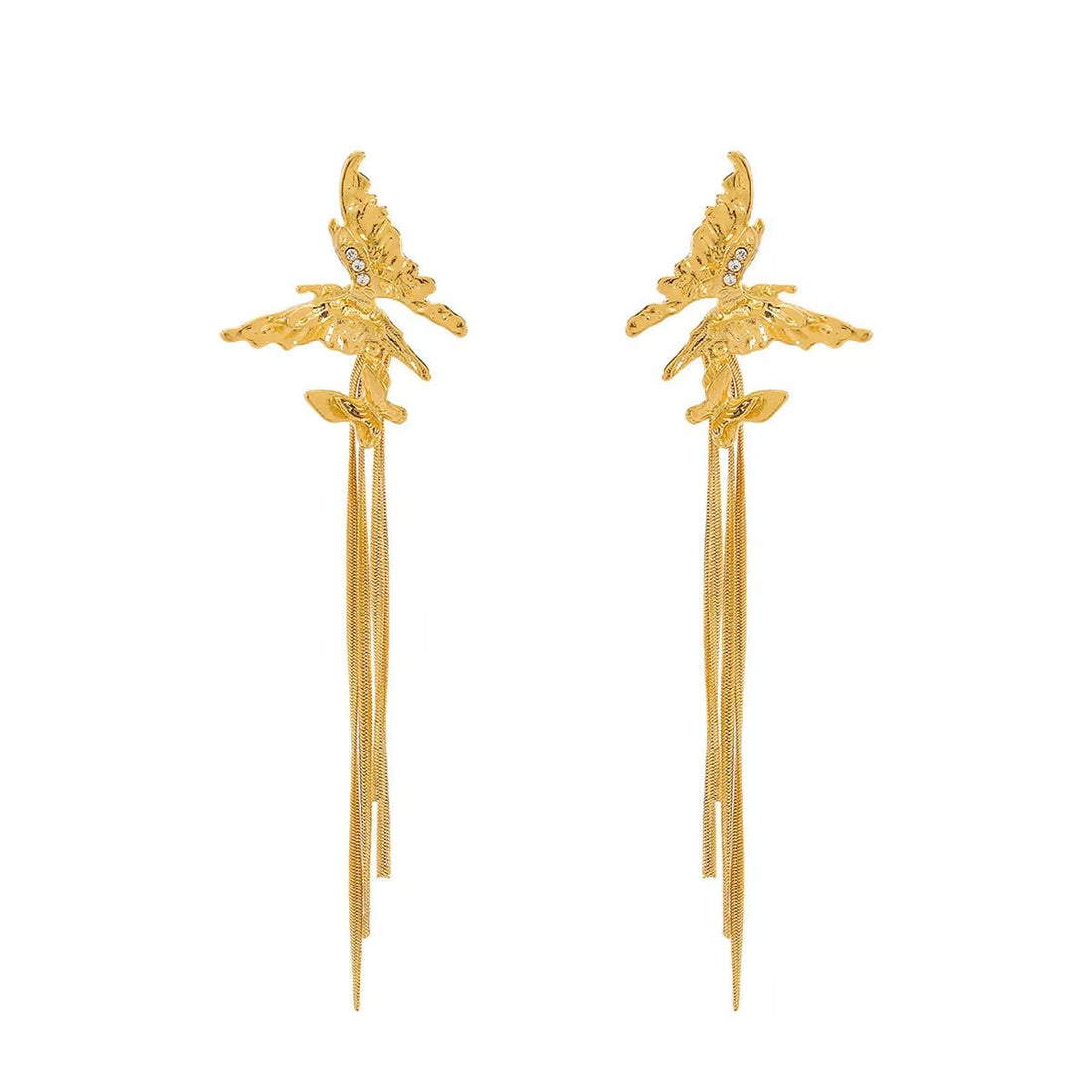 Butterfly Fringe Dangle Earrings - 