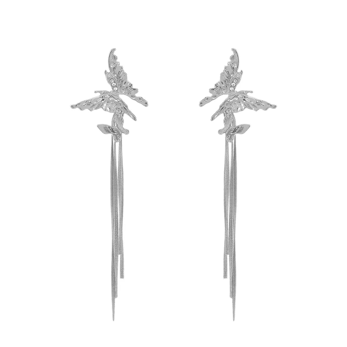 Butterfly Fringe Dangle Earrings - 