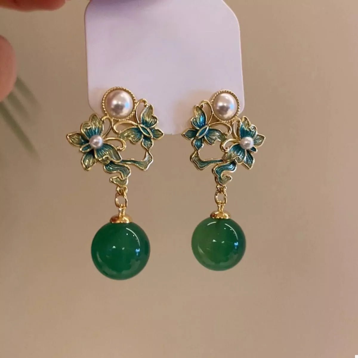 Butterfly Pearl Drop Earrings - 