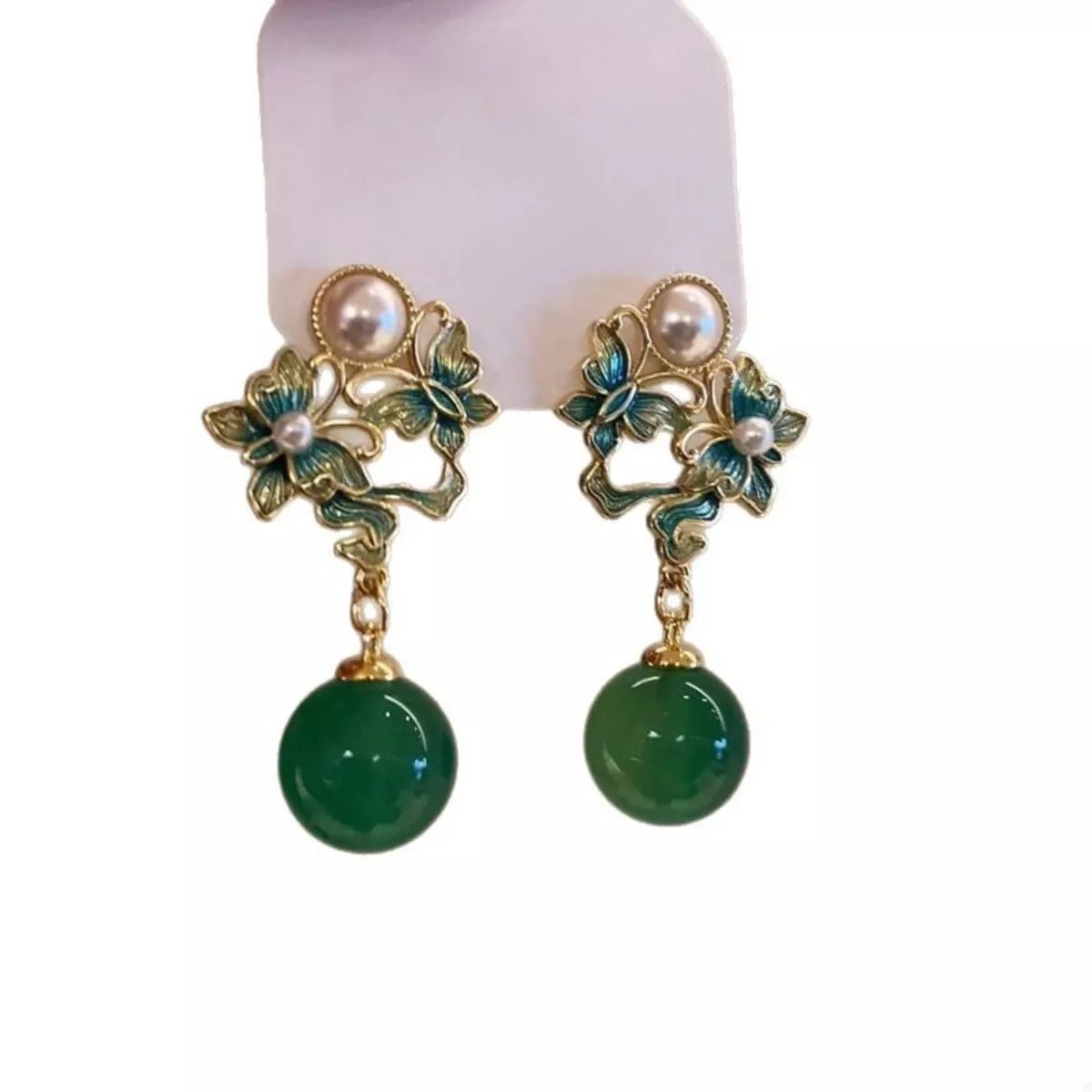 Butterfly Pearl Drop Earrings - 
