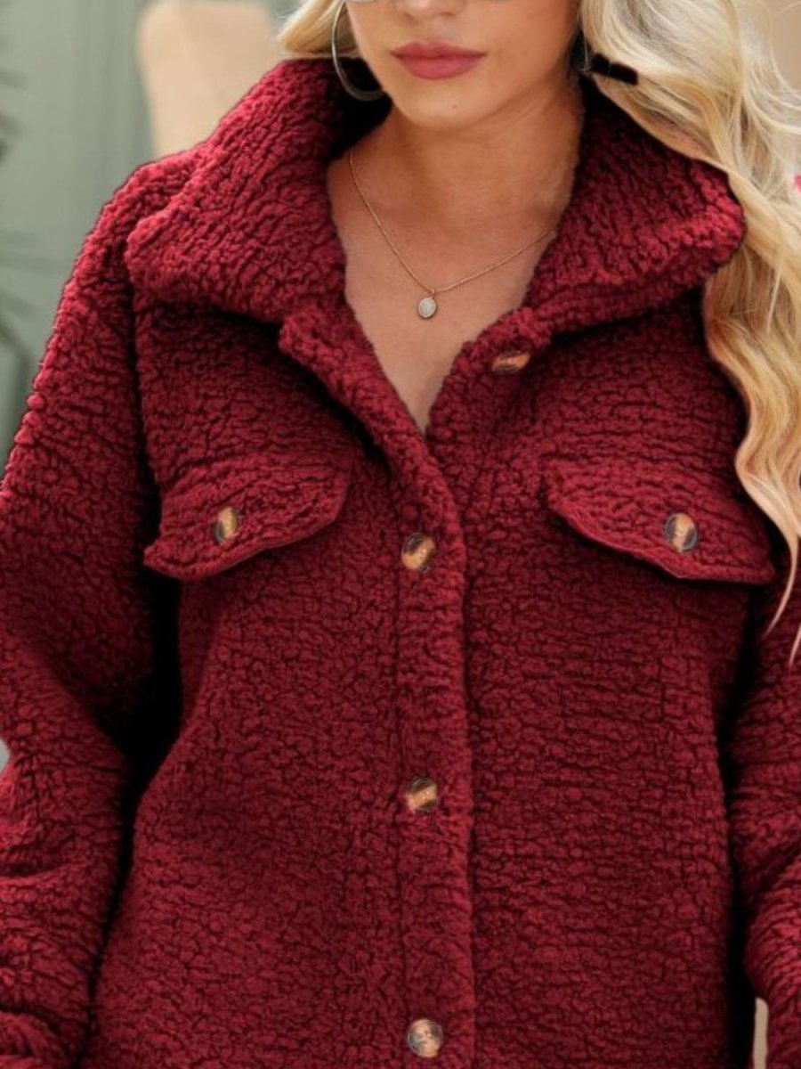Button Down Collared Coat - Outerwear