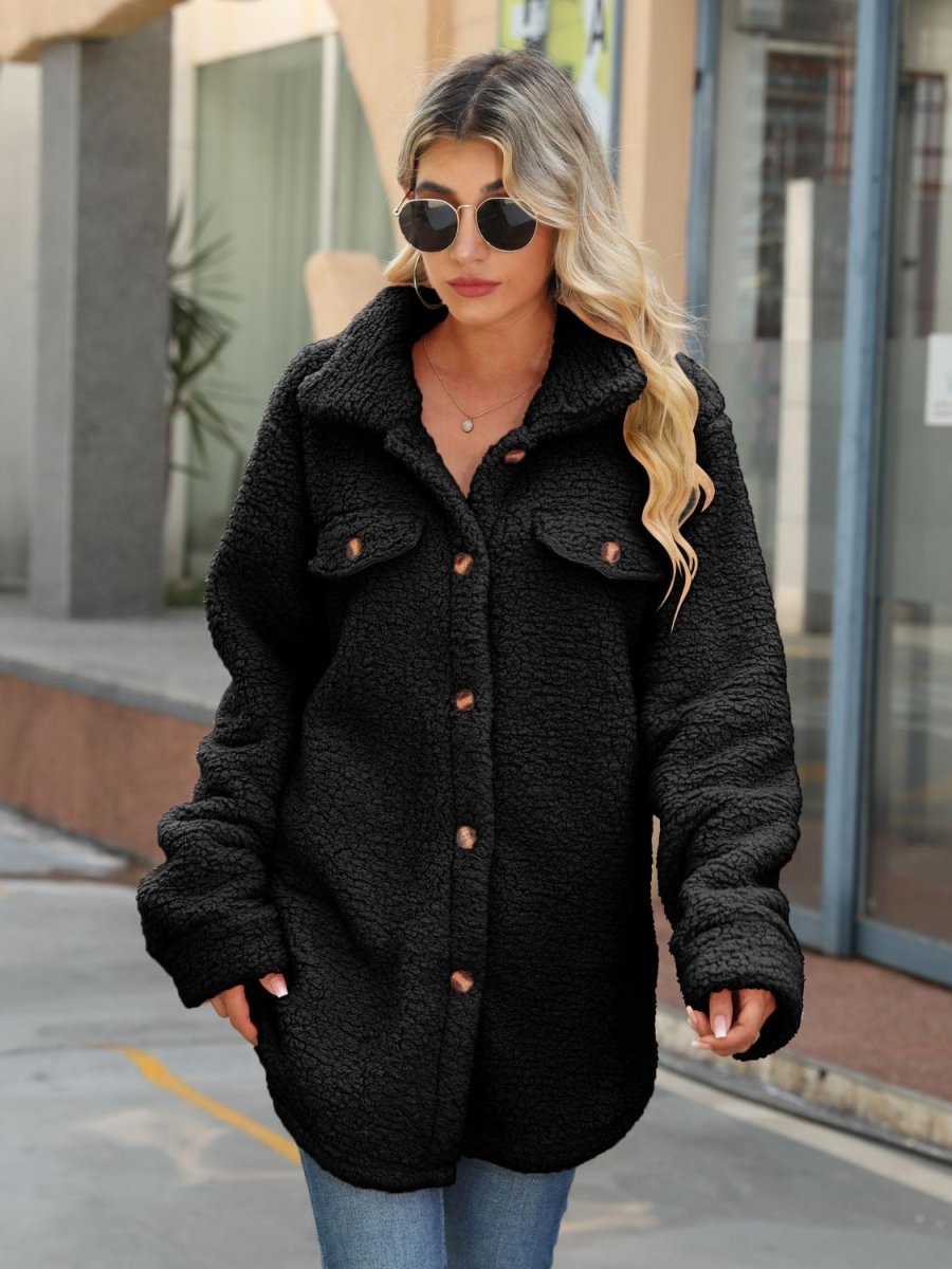 Button Down Collared Coat - Outerwear