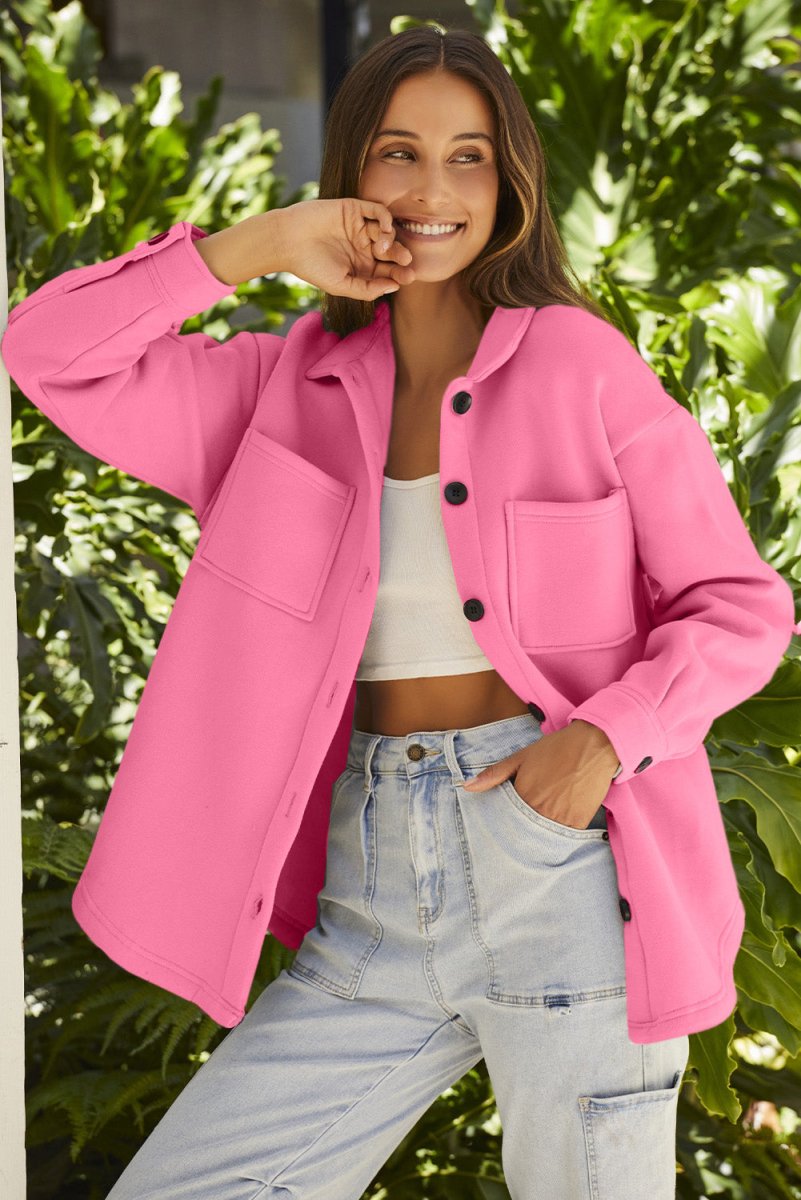 Button Down Collared Jacket - Outerwear