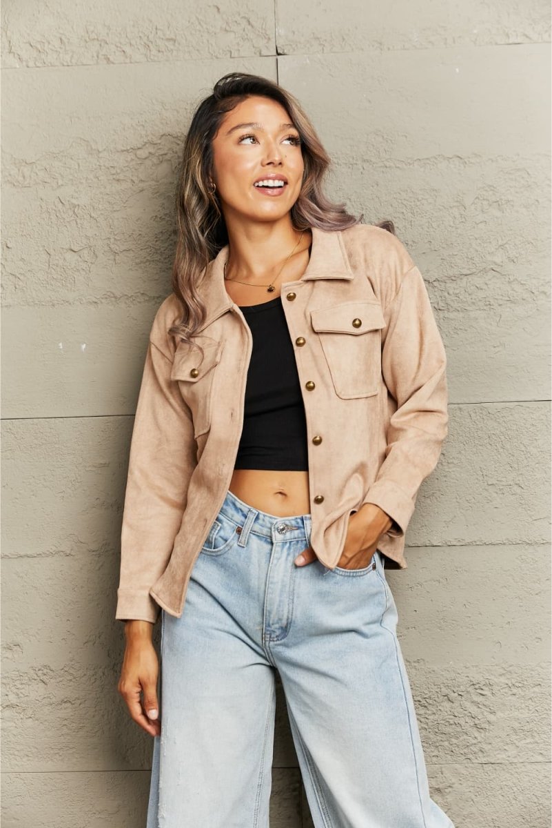 Button Down Collared Jacket - Outerwear