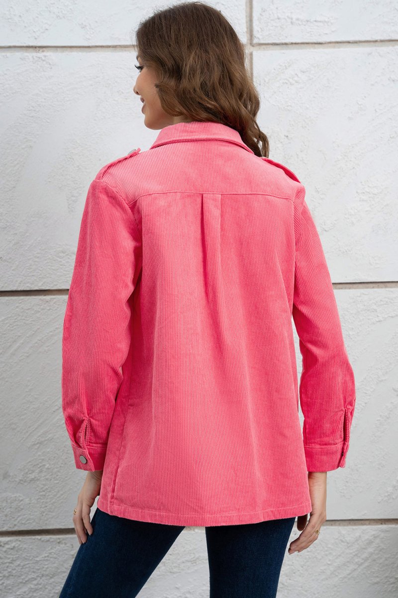Button Down Collared Jacket - Outerwear
