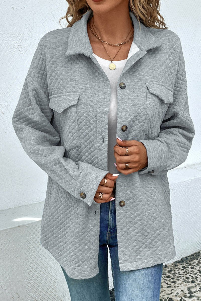 Button Down Collared Jacket - Outerwear