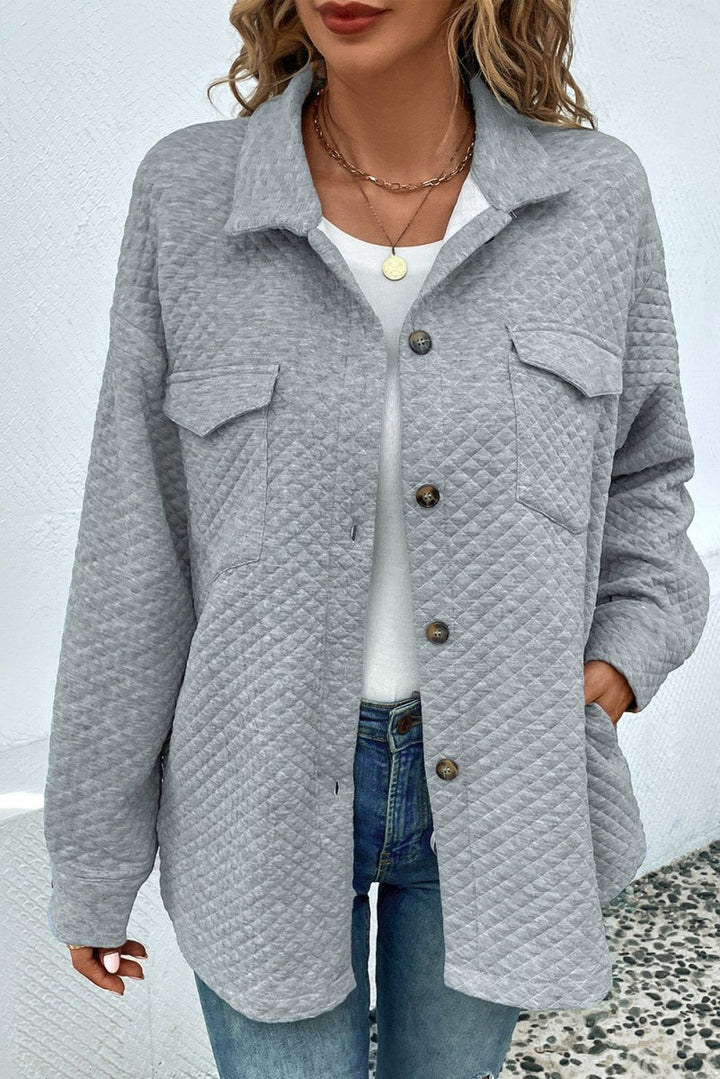 Button Down Collared Jacket - Outerwear