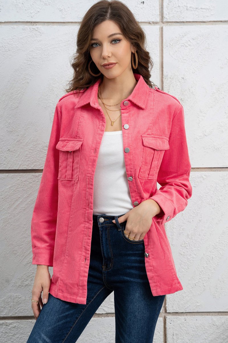 Button Down Collared Jacket - Outerwear