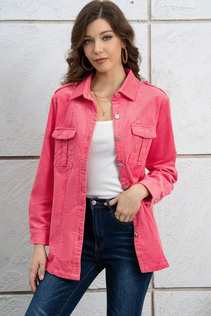 Button Down Collared Jacket - Outerwear