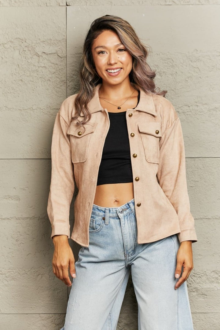 Button Down Collared Jacket - Outerwear