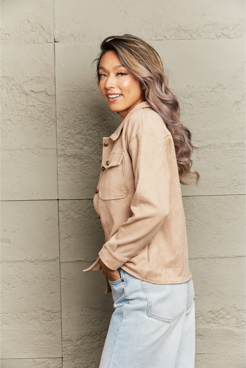 Button Down Collared Jacket - Outerwear
