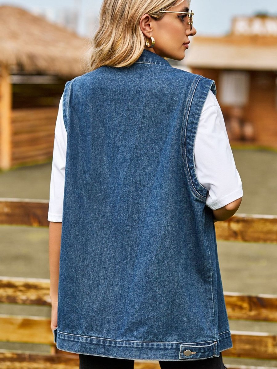 Button Down Denim Vest - Outerwear