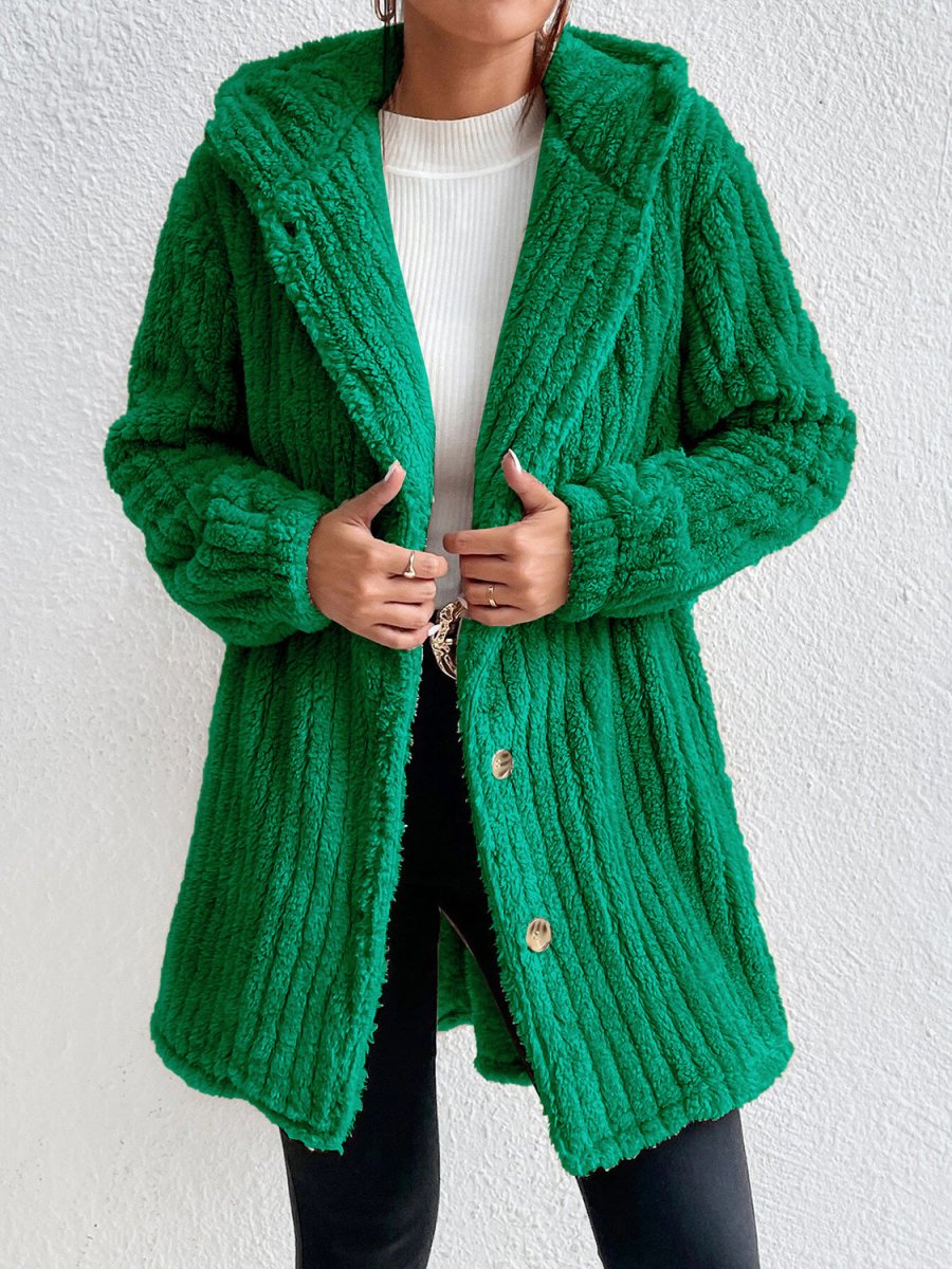 Button Down Hooded Coat - Outerwear
