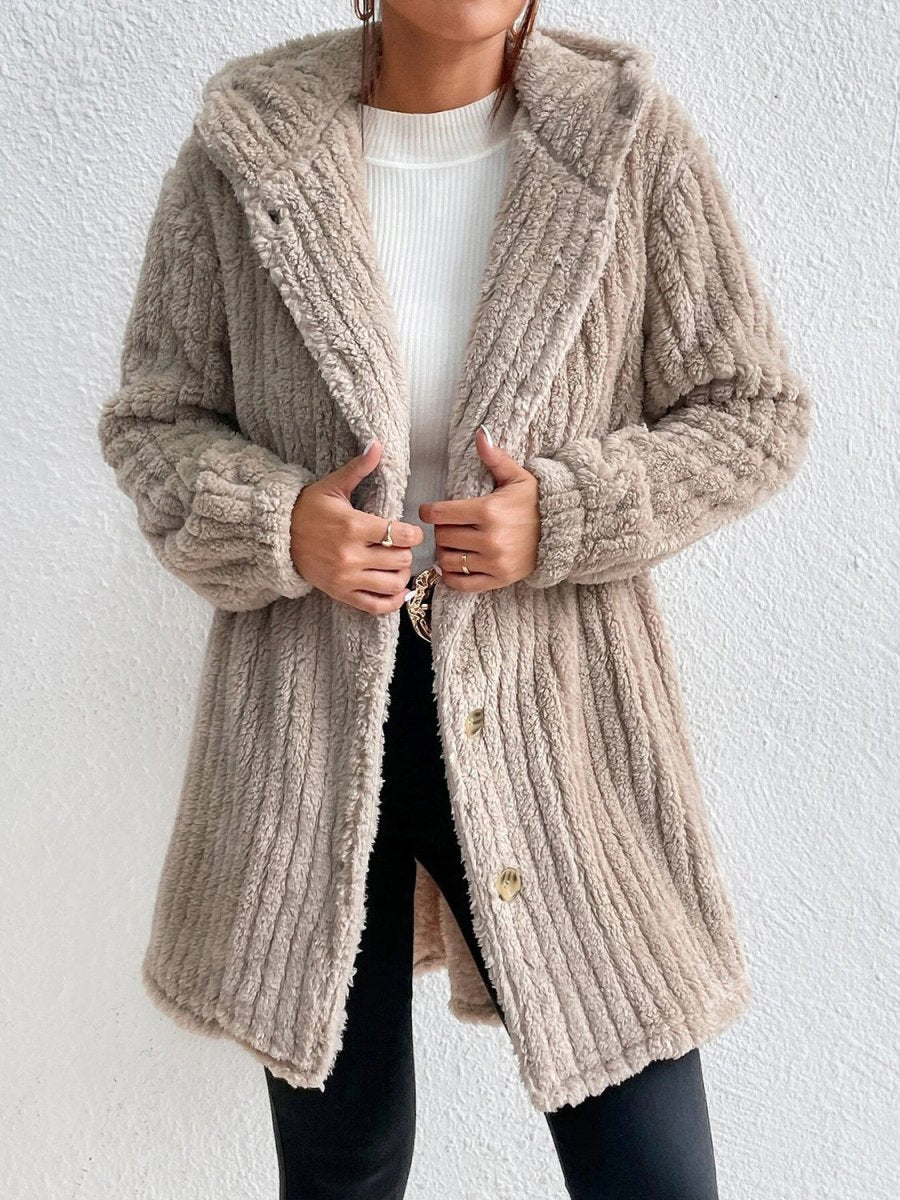 Button Down Hooded Coat - Outerwear