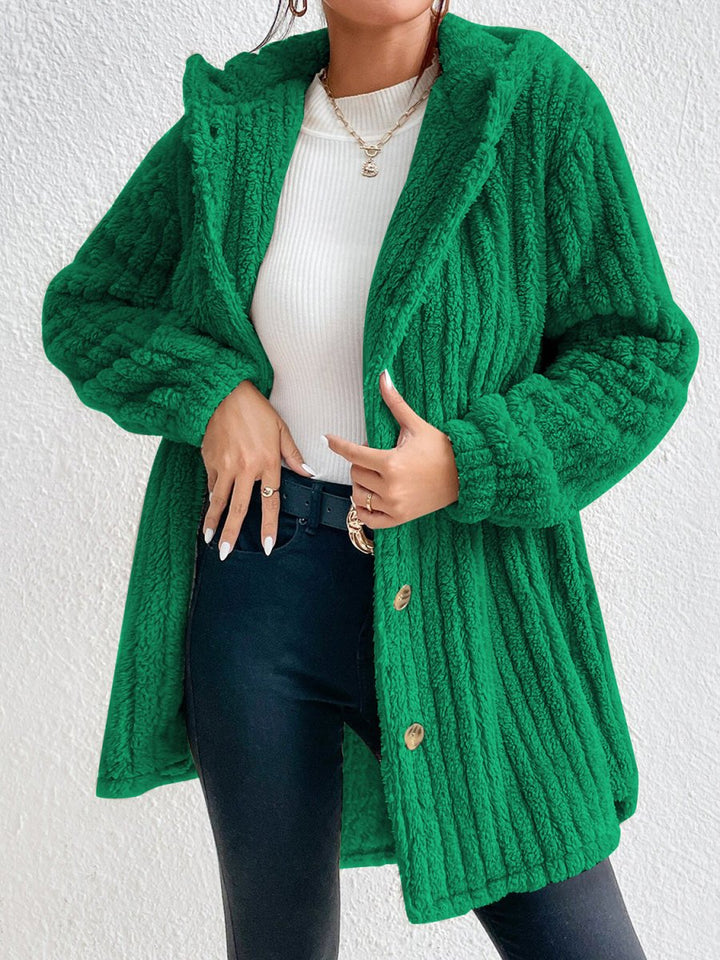Button Down Hooded Coat - Outerwear