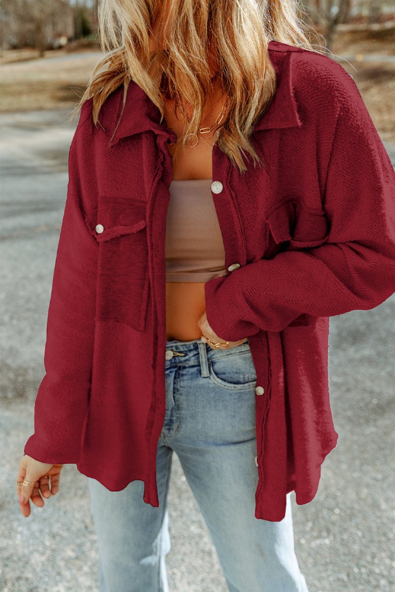 Button Down Long Sleeve Jacket - Outerwear