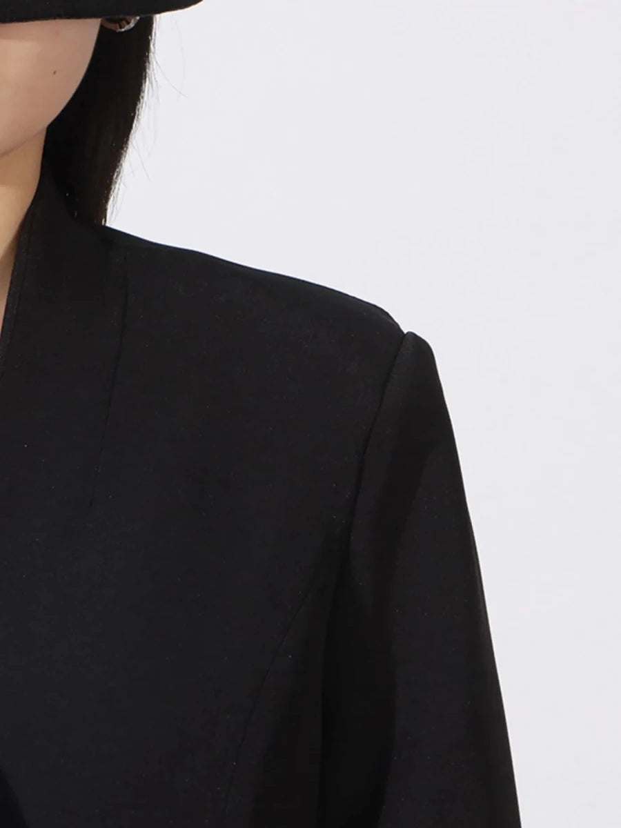 Button Front Rhinestone Blazer - 