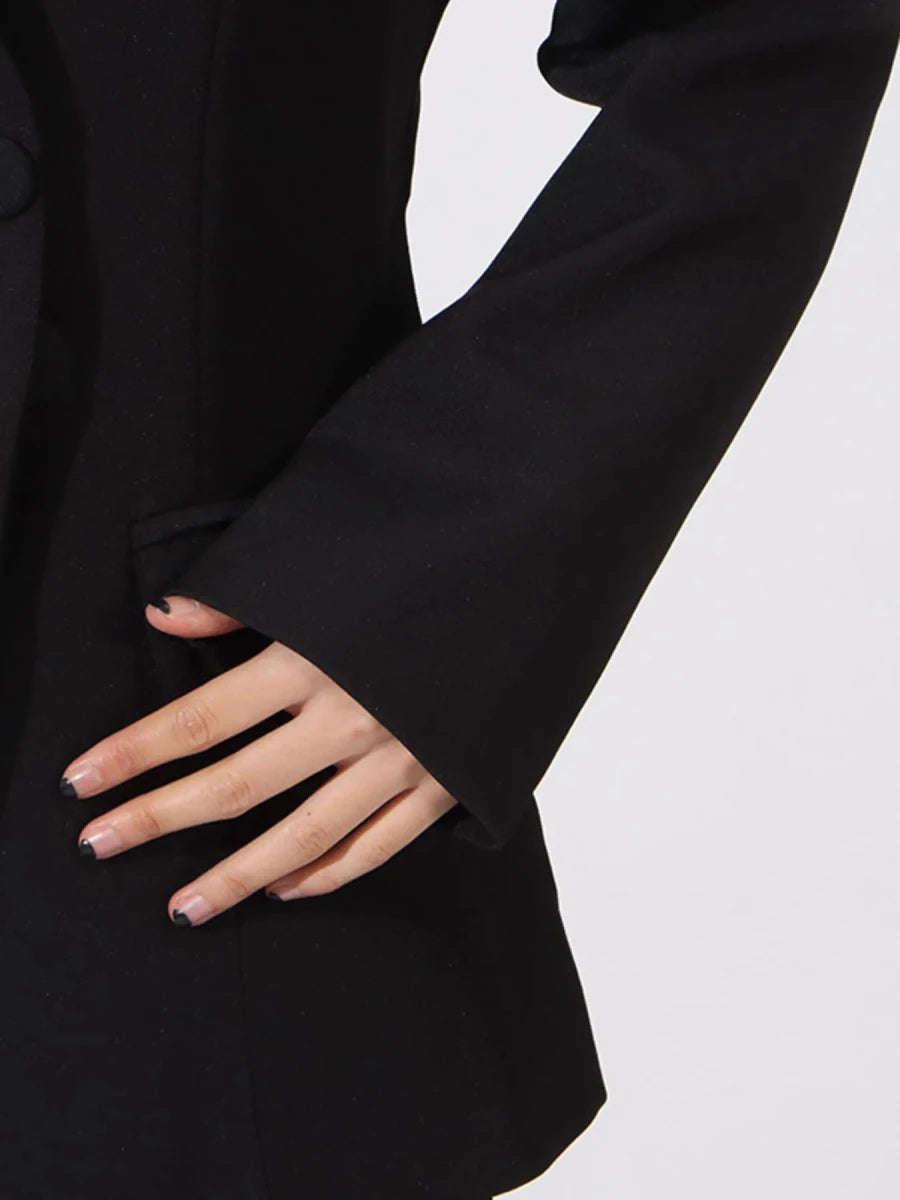 Button Front Rhinestone Blazer - 