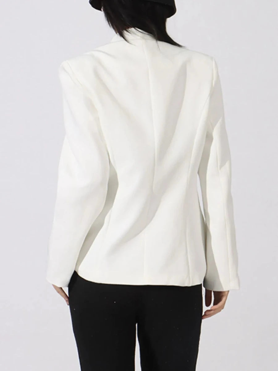 Button Front Rhinestone Blazer - 