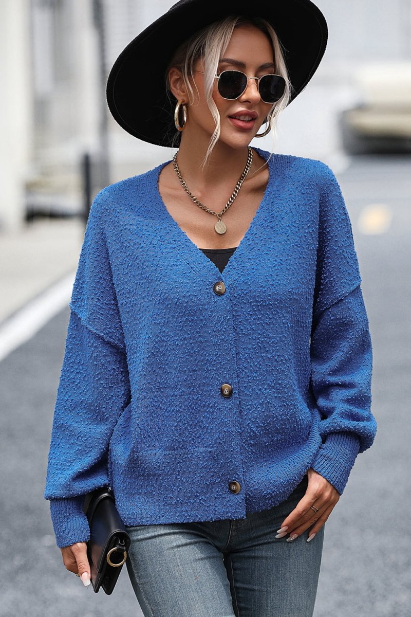 Button - Up Dropped Shoulder Cardigan - Outerwear