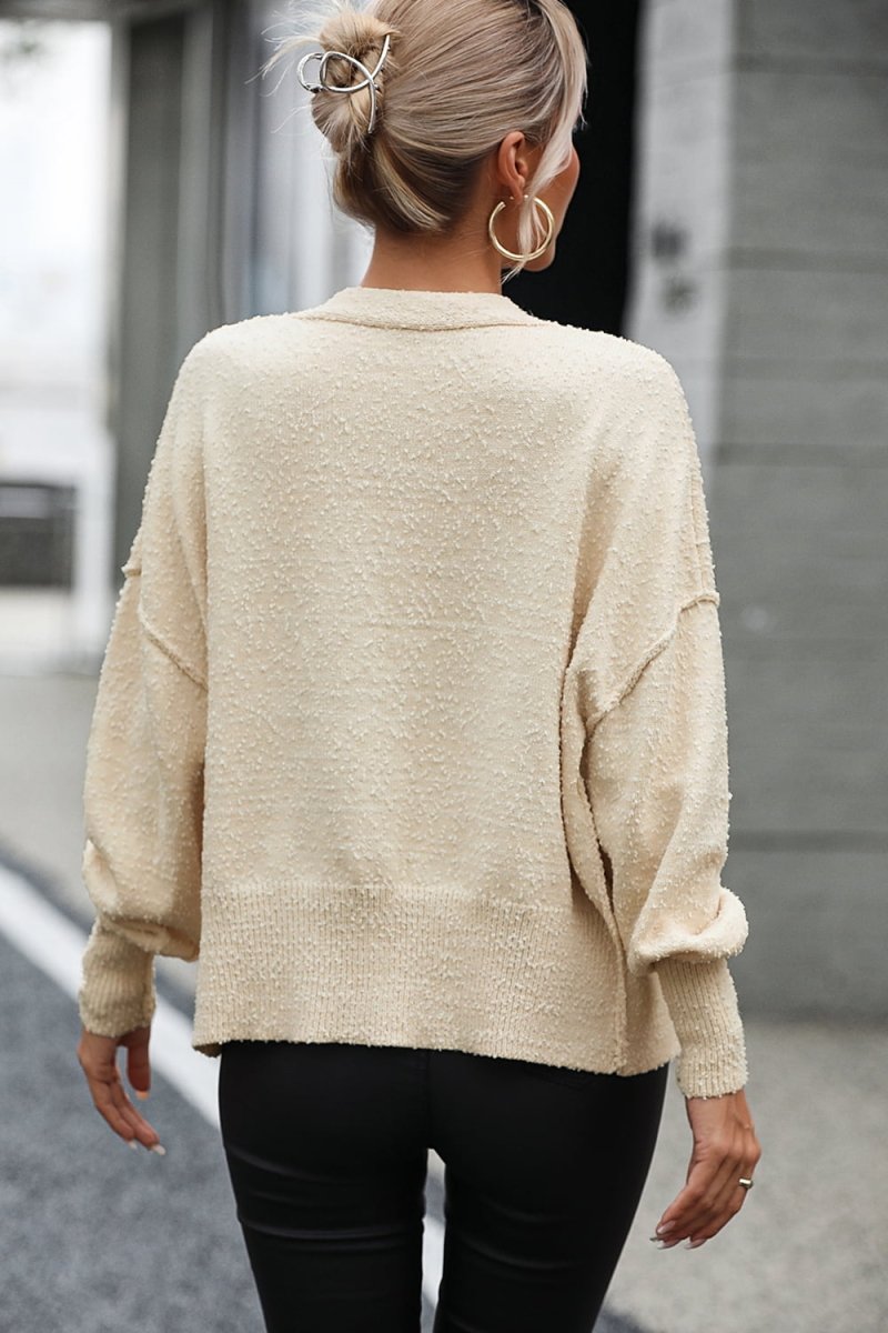 Button - Up Dropped Shoulder Cardigan - Outerwear