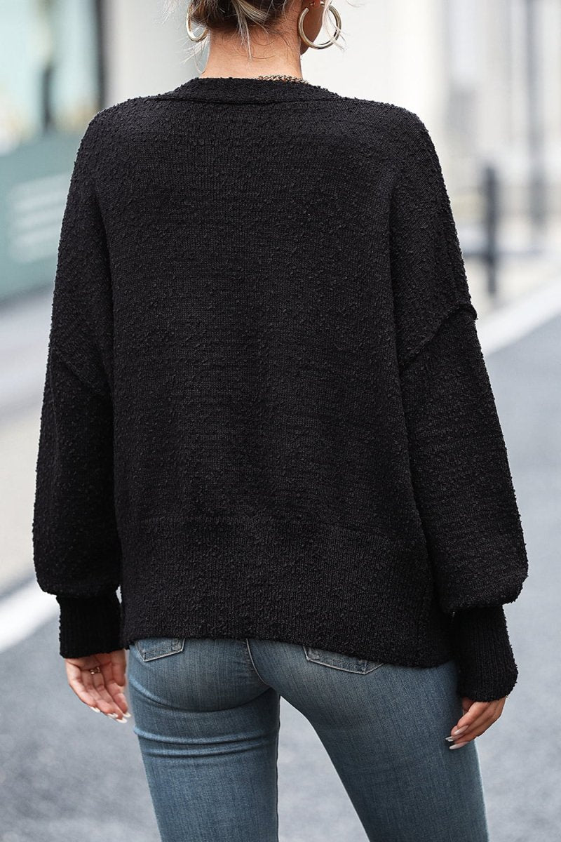 Button - Up Dropped Shoulder Cardigan - Outerwear