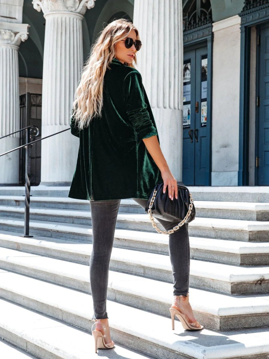 Button Up Long Sleeve Blazer with Pocket - Blazer Suit