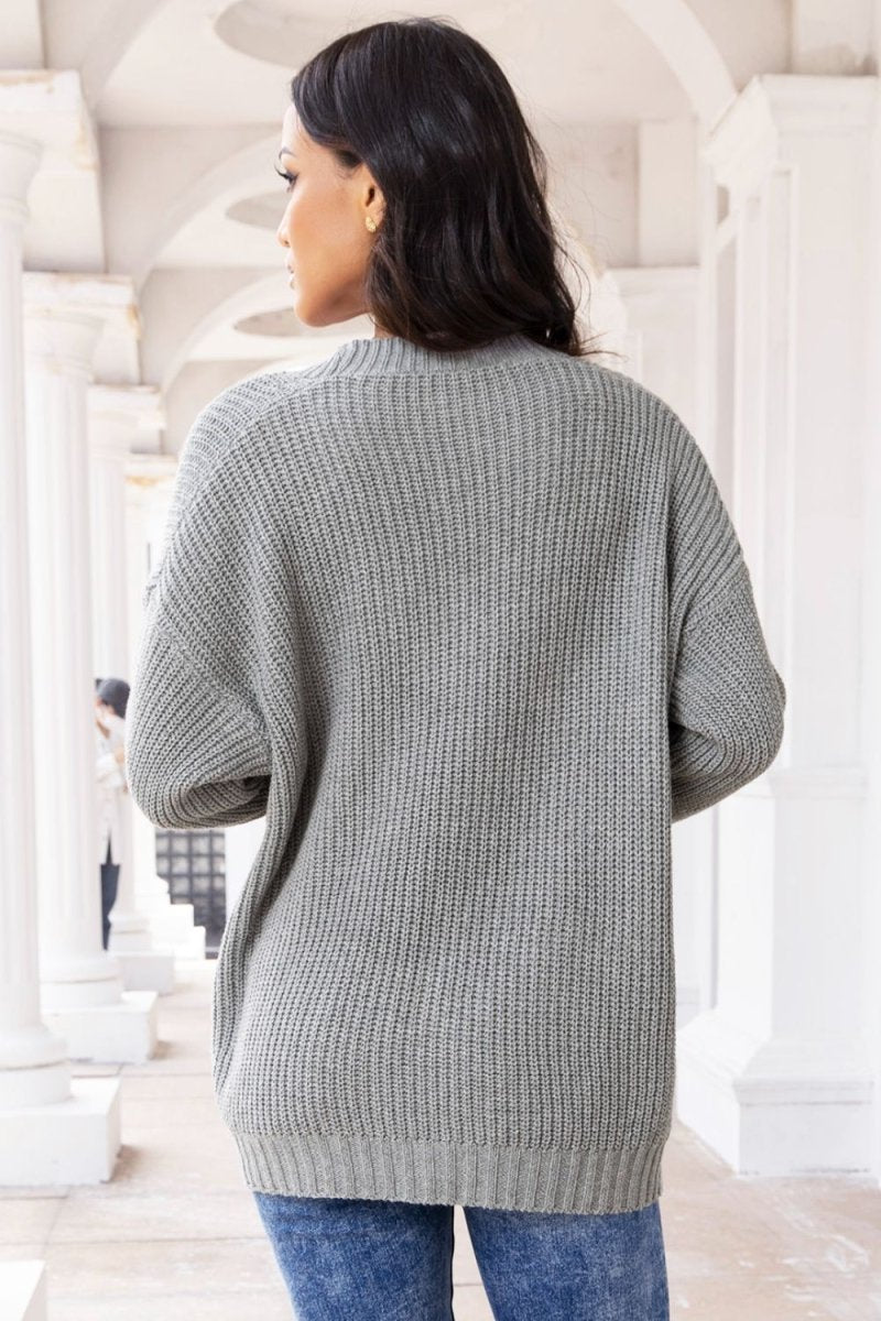 Button Up Long Sleeve Cardigan with Pockets - Outerwear