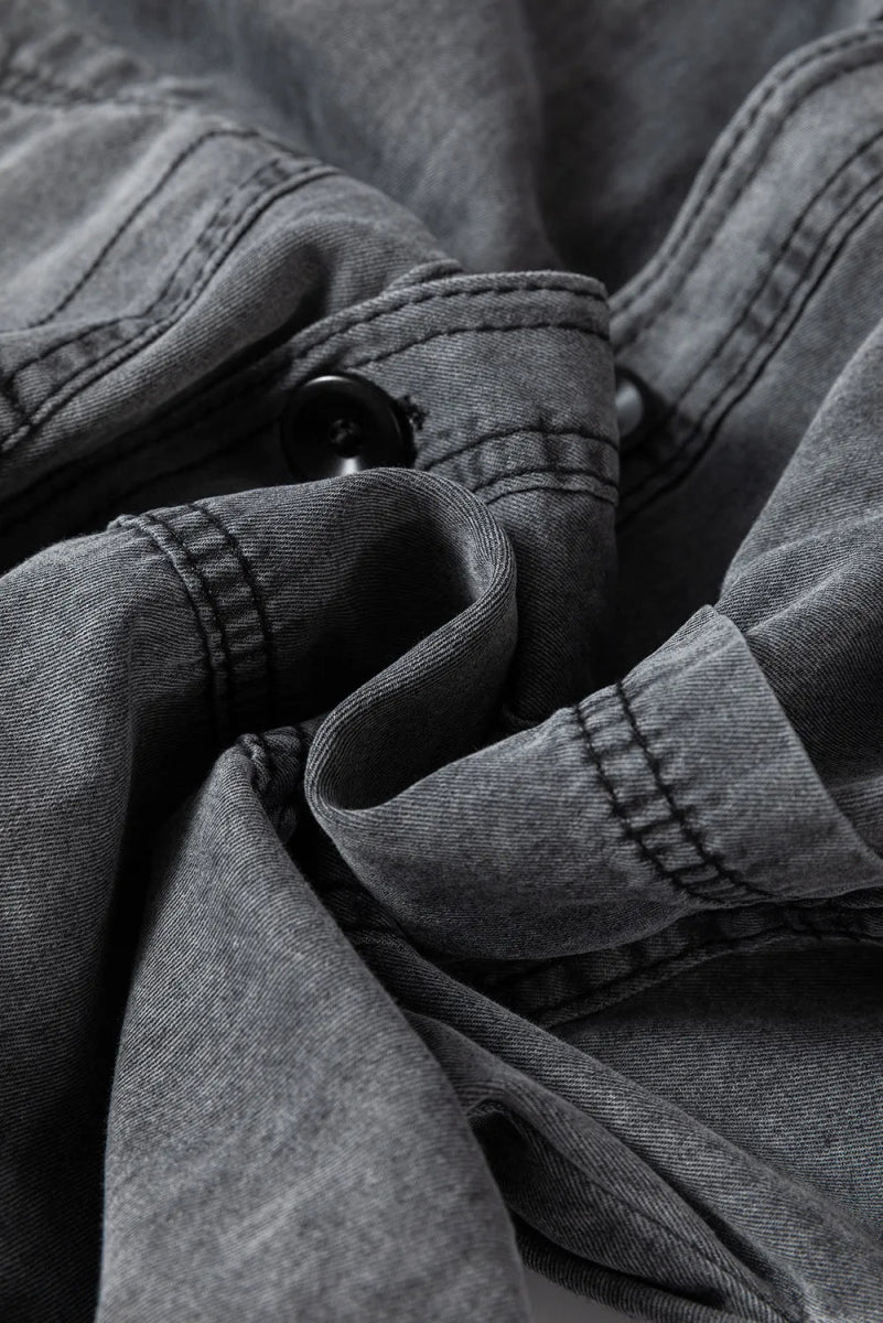 Button Up Long Sleeve Denim Jacket - Outerwear
