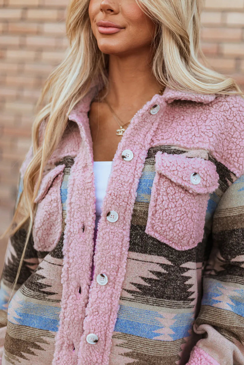 Button Up Long Sleeve Jacket - Outerwear
