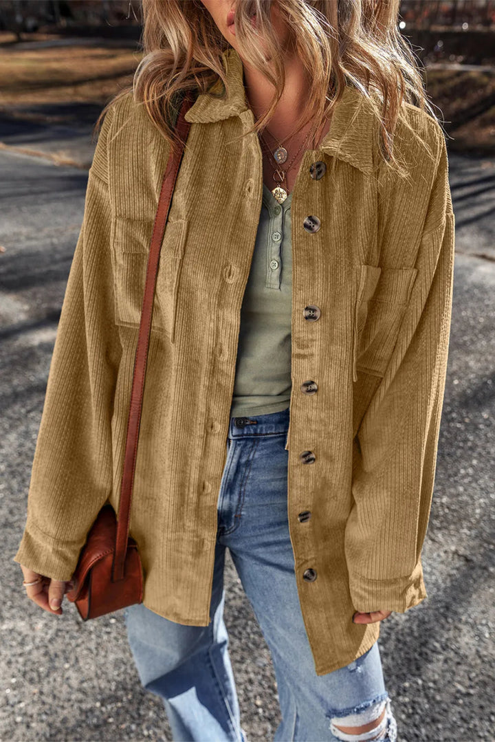 Button Up Long Sleeve Jacket - Outerwear