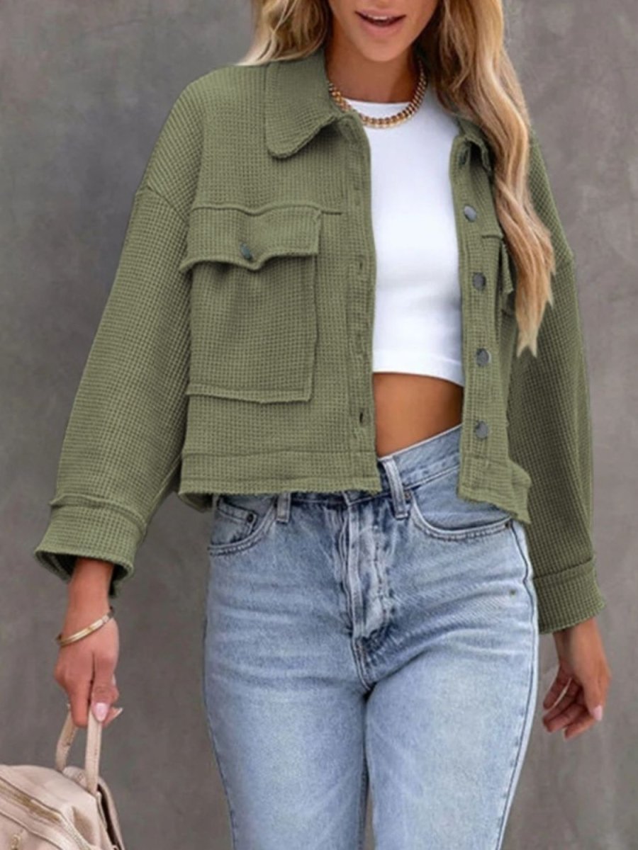 Button Up Long Sleeve Jacket - Outerwear