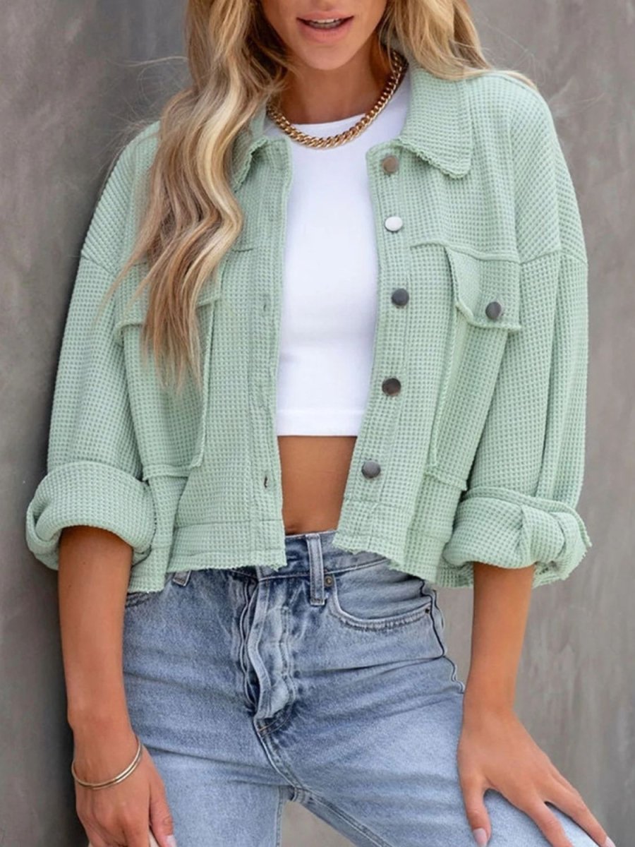 Button Up Long Sleeve Jacket - Outerwear