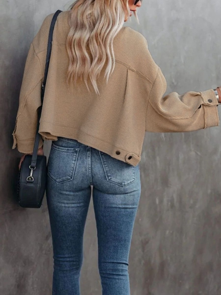 Button Up Long Sleeve Jacket - Outerwear
