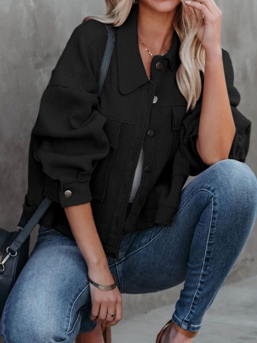 Button Up Long Sleeve Jacket - Outerwear
