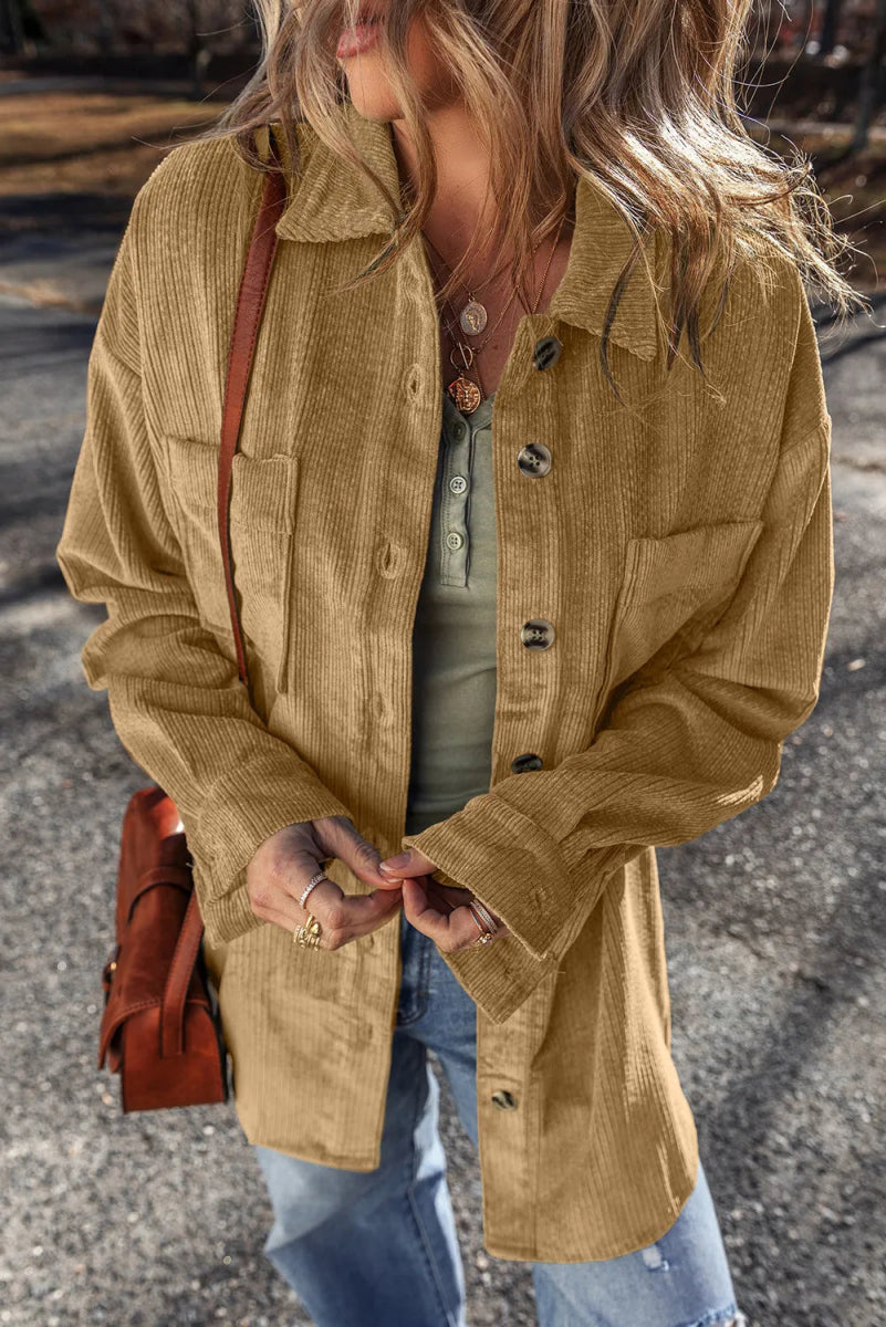 Button Up Long Sleeve Jacket - Outerwear