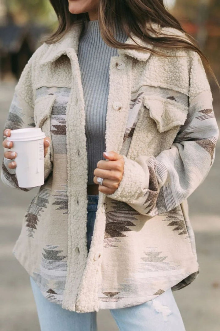 Button Up Long Sleeve Jacket - Outerwear