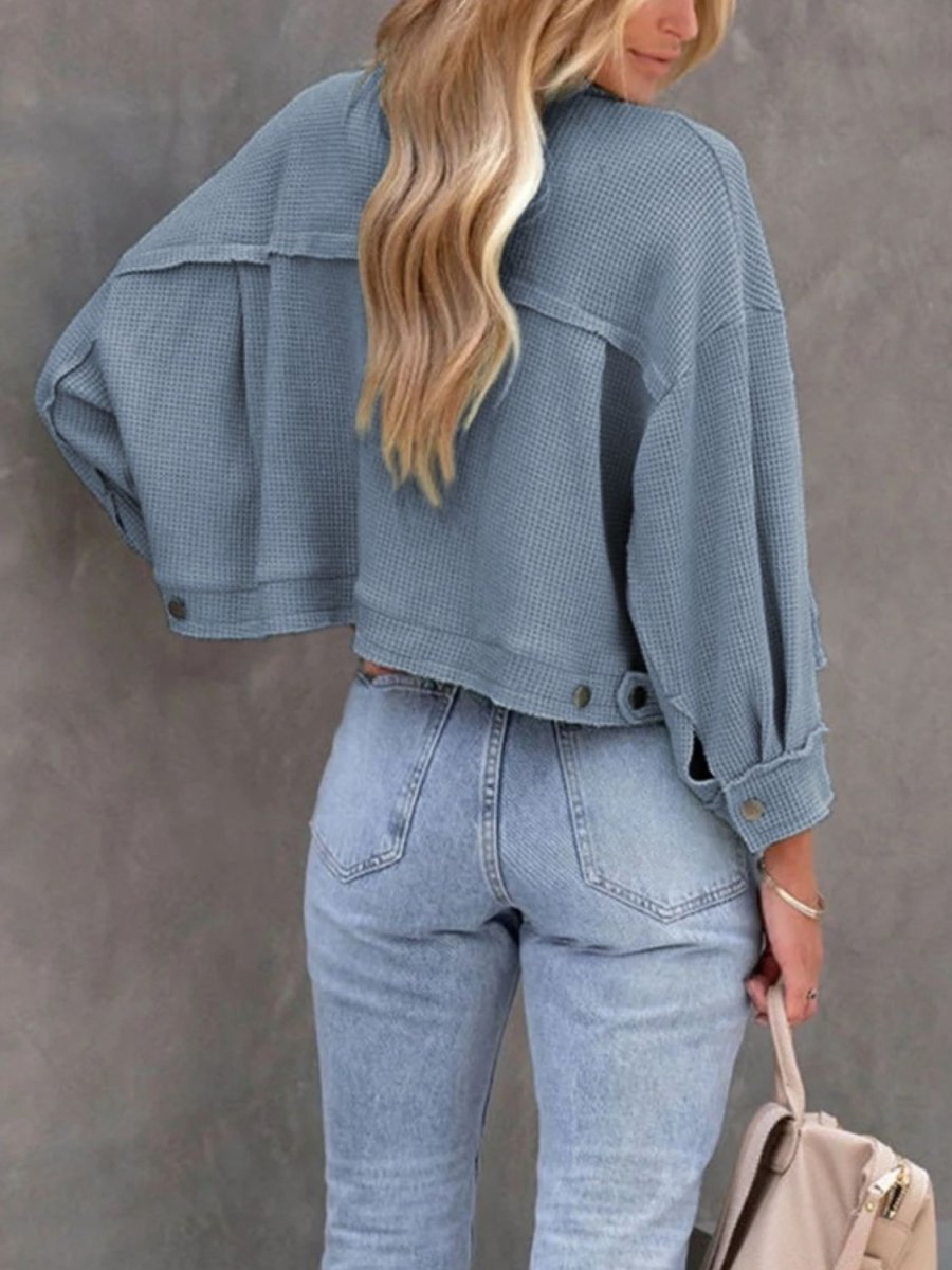 Button Up Long Sleeve Jacket - Outerwear