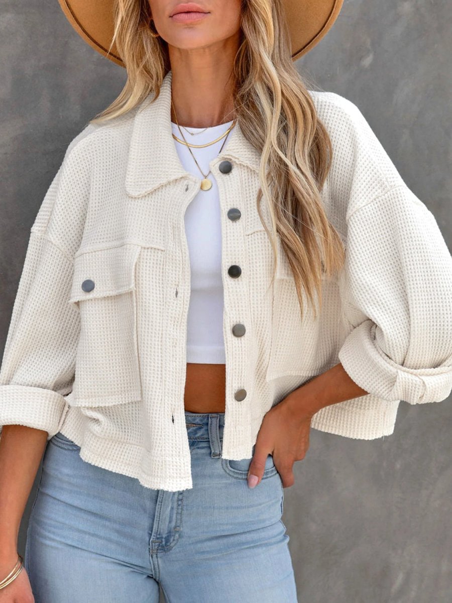 Button Up Long Sleeve Jacket - Outerwear