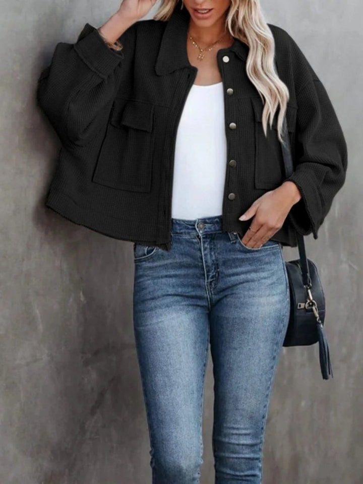 Button Up Long Sleeve Jacket - Outerwear